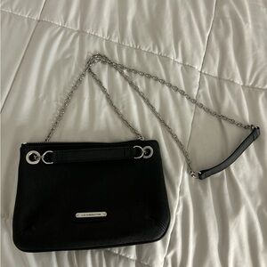 Liz Claiborne Black Clutch with Silver Chain